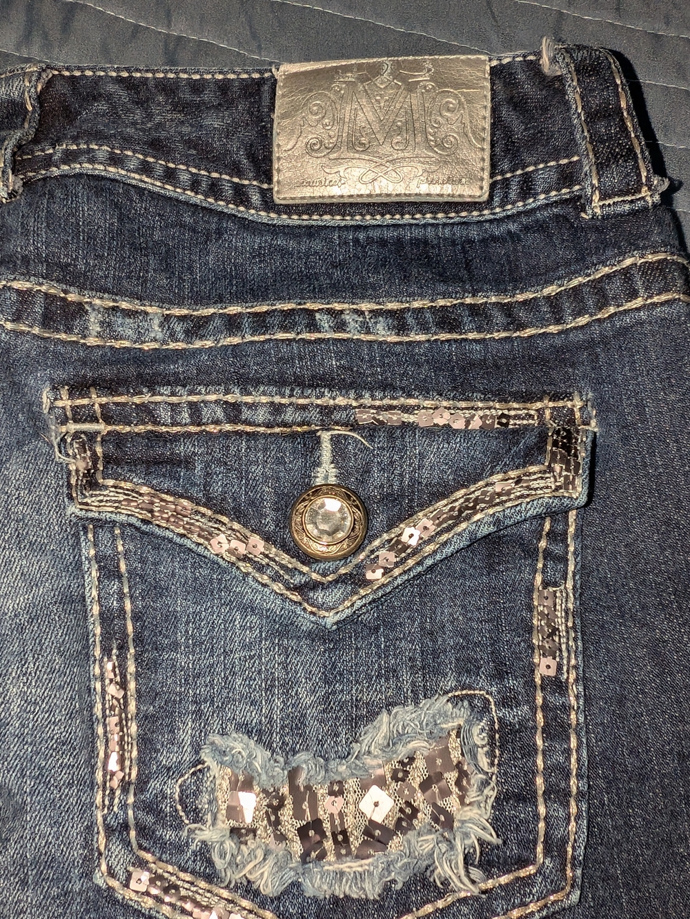 Maurices Premium Distressed Dark Blue Bootcut Jeans